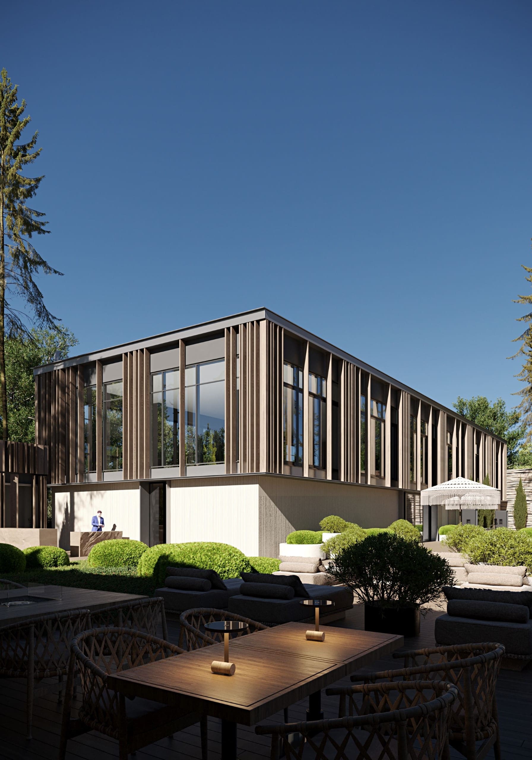 Project The Queen Country Club, located just outside Kyiv, is a project where modern elegance meets the timeless allure of Mediterranean architecture. At YODEZEEN, we sought to create a space that reflects the warmth and serenity of the Mediterranean while incorporating contemporary forms and materials to offer a refined, luxurious atmosphere.